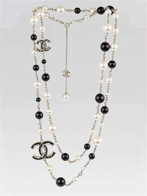 chanel necklace that looks like candy|Chanel black and white necklace.